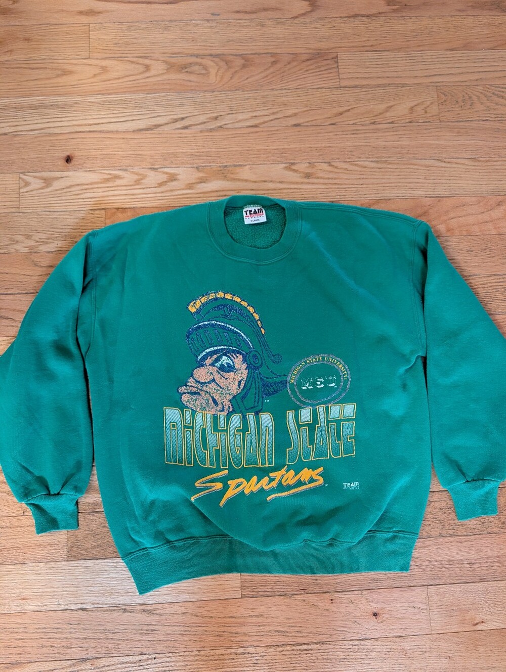 Vintage '90S Michigan State MSU Spartans Gruff Sparty Logo Colligate Crewneck